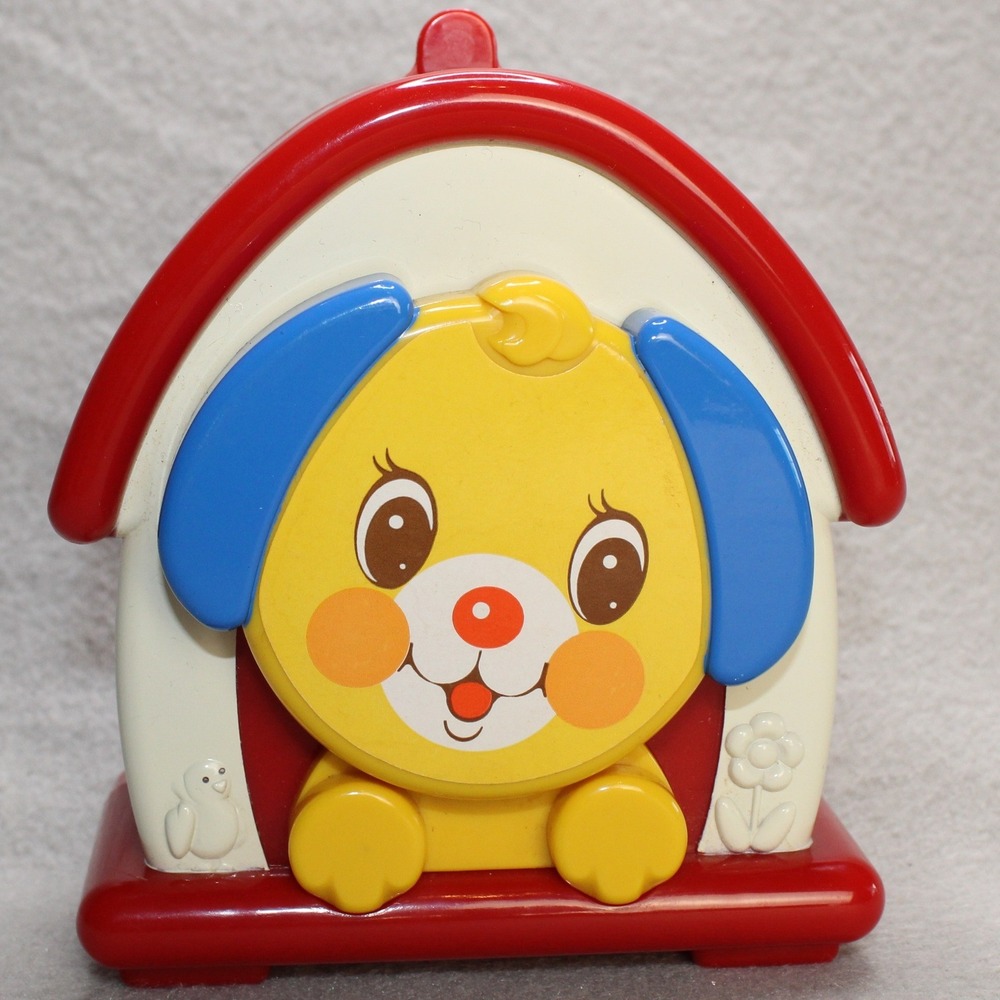 Kiddicraft Musical Doghouse Toy Kids Red Wind Up Puppy Vintage Nursery Tested